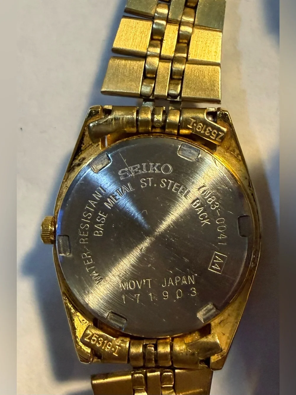 Seiko 7N83-0041 Gold On Gold Day Date Womens 6.5 Adjustable Watch New Battery :)